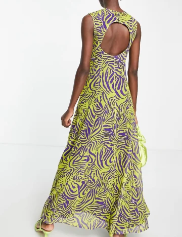 Rochie lunga Top Shop, verde/mov