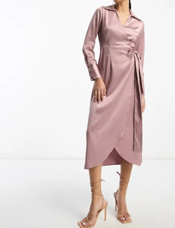 Rochie medie ASOS, roz pudra inchis Roz
