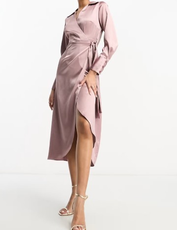 Rochie medie ASOS, roz pudra inchis
