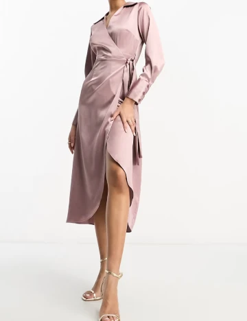 Rochie medie ASOS, roz pudra inchis Roz