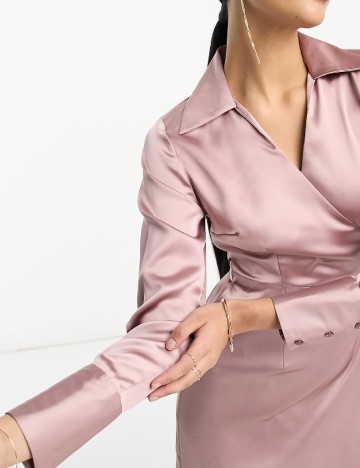 Rochie medie ASOS, roz pudra inchis