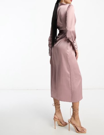 Rochie medie ASOS, roz pudra inchis