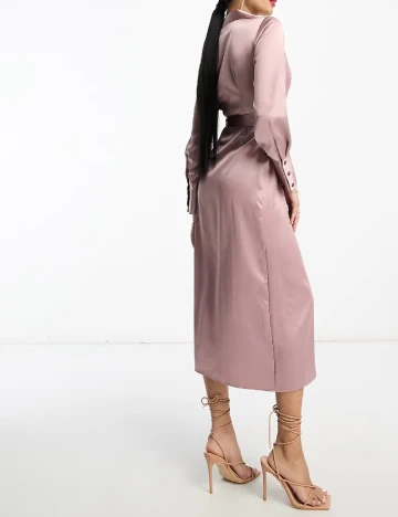 Rochie medie ASOS, roz pudra inchis Roz