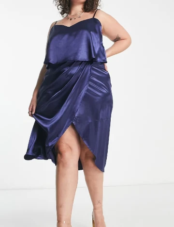 Rochie medie Urban Threads Plus Size, bleumarin Albastru