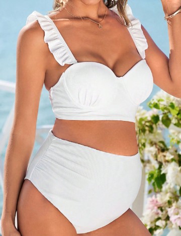 
						Costum de baie SHEIN Maternity, alb