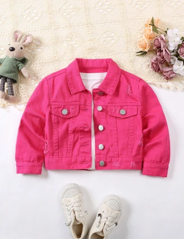 Geaca de blugi Shein Kids, roz Roz