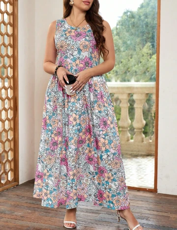 Rochie lunga Emery Rose Curve, floral print