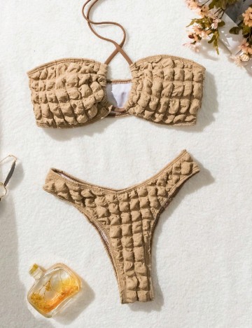 
						Costum de baie SHEIN, maro