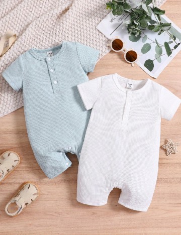 Set body 2 bucati Shein Kids, alb/bleu