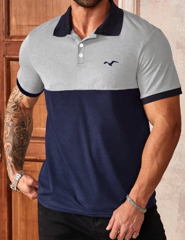 Tricou SHEIN Plus Size Men, bleumarin/gri Albastru