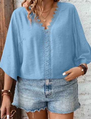 Bluza SHEIN CURVE, albastru Albastru
