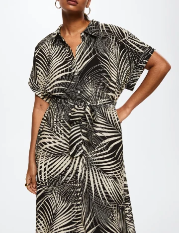 Rochie medie Mango Violeta, negru/alb