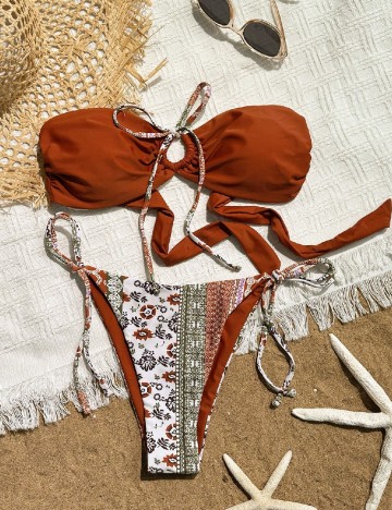 
						Costum de baie SHEIN, maro
