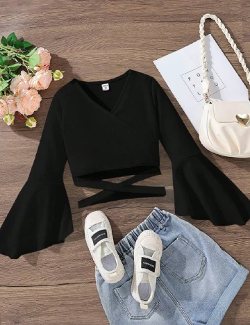 Top Shein Kids, negru Negru
