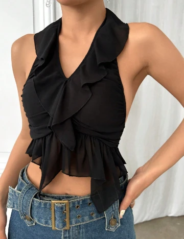 Top SHEIN, negru Negru