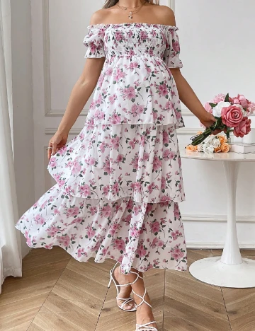 Rochie lunga SHEIN Maternity, floral print