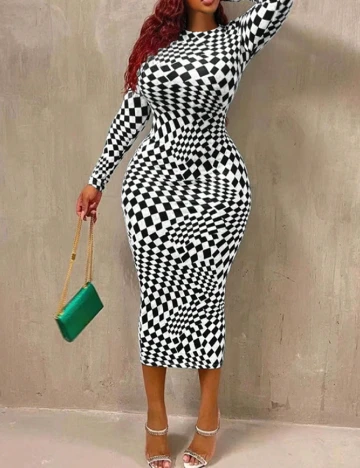 Rochie medie SHEIN CURVE, alb/negru