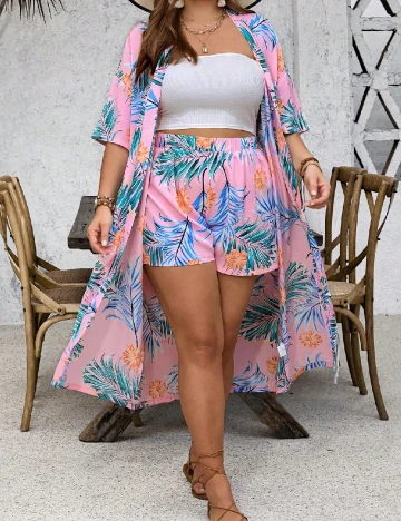Compleu De Plaja SHEIN CURVE, roz Roz