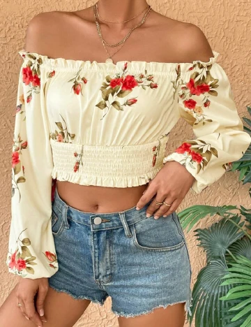 Top SHEIN, floral Floral print