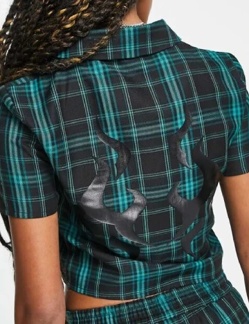 Camasa COLLUSION, negru/verde