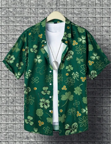 Camasa SHEIN Plus Size Men, verde