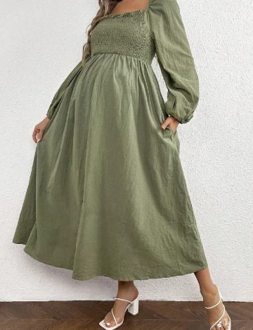 Rochie lunga SHEIN Maternity, verde