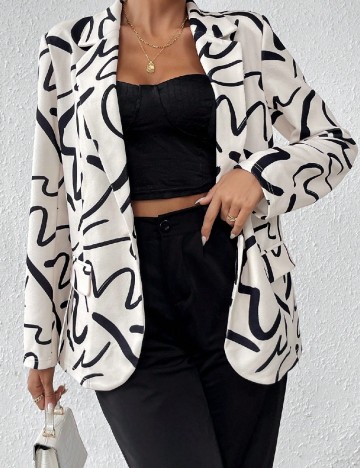 
						Sacou SHEIN, crem/negru