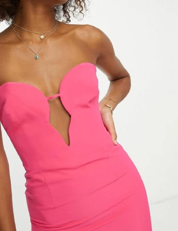 Rochie lunga Bardot, roz