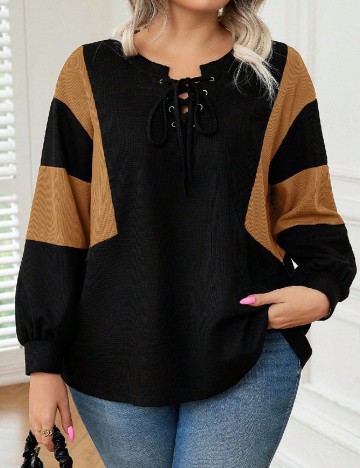 
						Bluza SHEIN CURVE, negru/maro