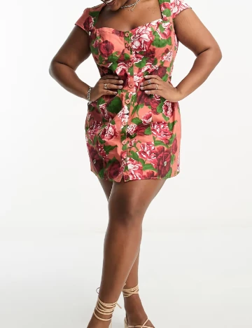 Rochie scurta ASOS Curve, floral print