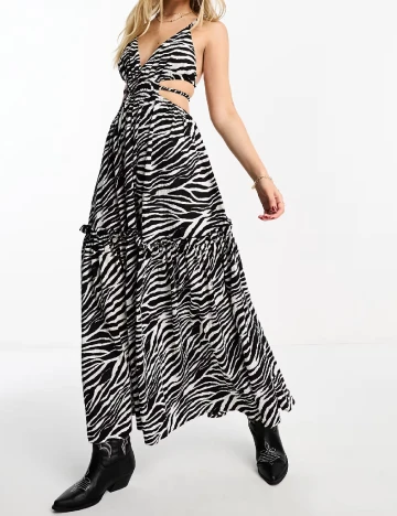 Rochie lunga Miss Selfridge, negru/alb