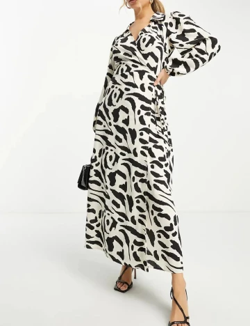Rochie lunga ASOS, alb/negru