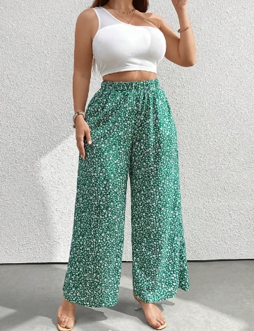 Compleu SHEIN CURVE, alb/verde