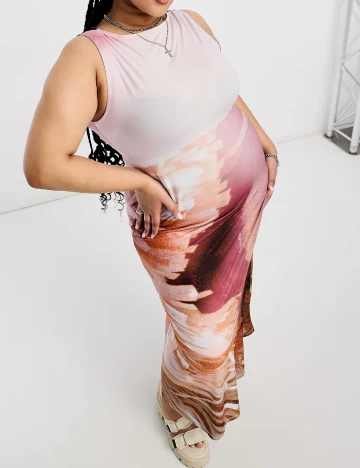 Rochie lunga Collusion Plus Size, mix culori Mix culori