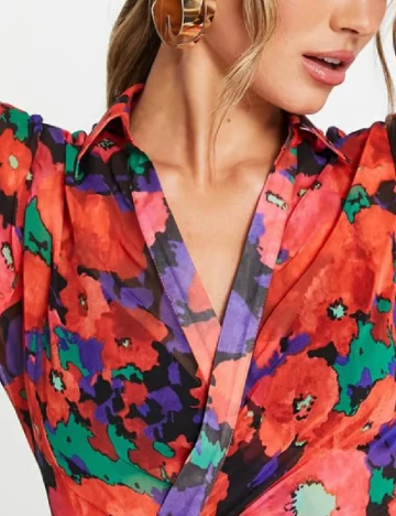 Bluza ASOS, rosu Floral print