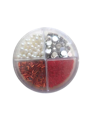 Set margele pentru crearea de bijuterii artistice Hobby Flora, rosu/alb Rosu