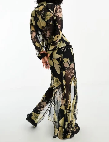 Fusta ASOS, negru/verde