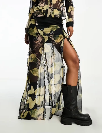 Fusta ASOS, negru/verde