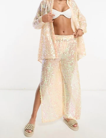 Pantaloni de plaja Miss Selfridge, crem