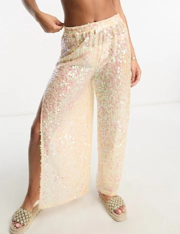 Pantaloni de plaja Miss Selfridge, crem