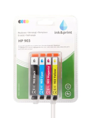 Set de cerneală HP 903 Negru, Cyan, Magenta, Galben ink & print, mix culori Mix culori