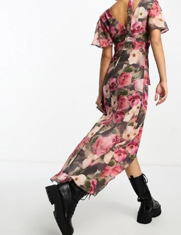 Rochie lunga Sisters of the tribe, floral print