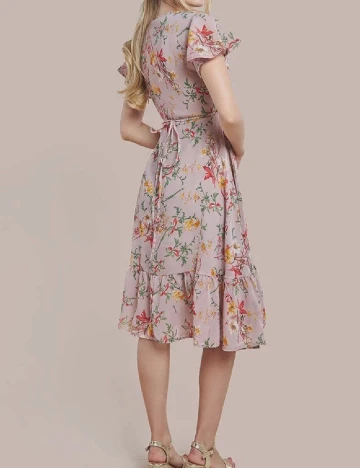 Rochie medie Goddiva, roz pudra