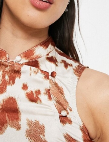 Rochie scurta Reclaimed Vintage, crem/maro