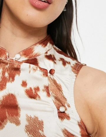 Rochie scurta Reclaimed Vintage, crem/maro