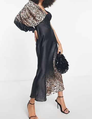 Rochie lunga ASOS, animal print/negru