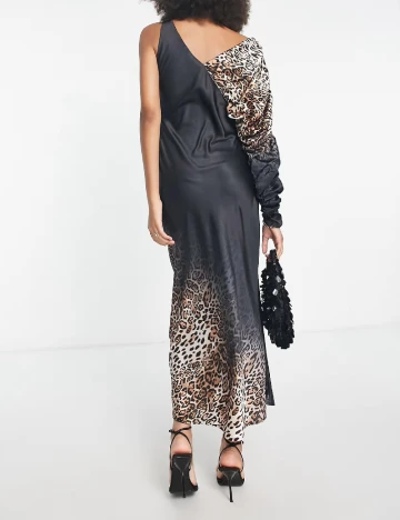 Rochie lunga ASOS, animal print/negru