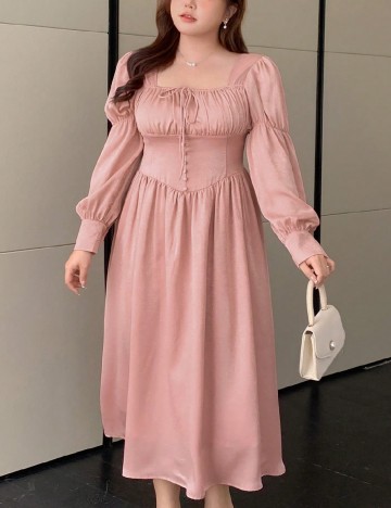 
						Rochie lunga Dazy Plus Size, roz pal
