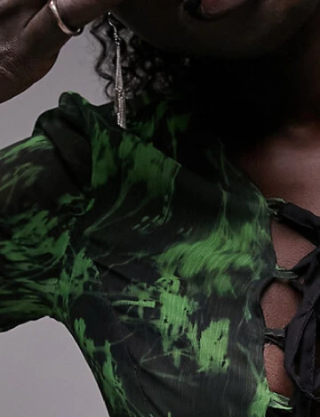 Bluza Top Shop, negru/verde