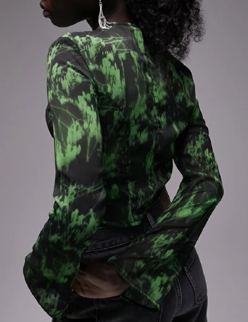 Bluza Top Shop, negru/verde